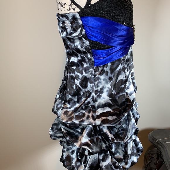 Deb Strapless Homecoming Cocktail Dress Animal print Satin, Sequined - Picture 7 of 14